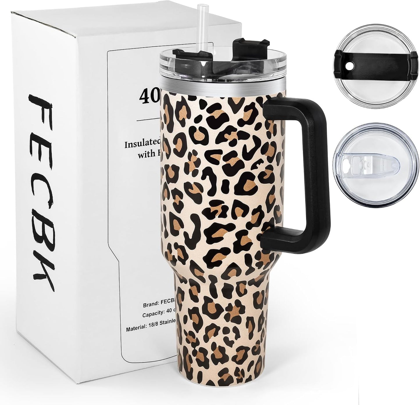 Vaso acero inox 40oz con asa pajilla a prueba de fugas