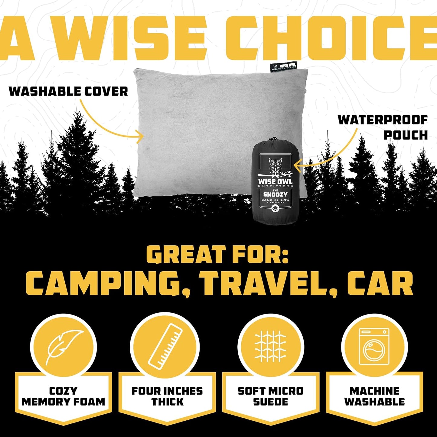Almohada viscoelástica lavable camping viaje
