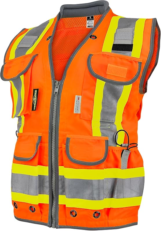 Chaleco ingeniero dos tonos tejido pesado color naranja S