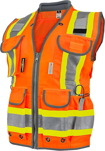 Chaleco ingeniero dos tonos tejido pesado color naranja S