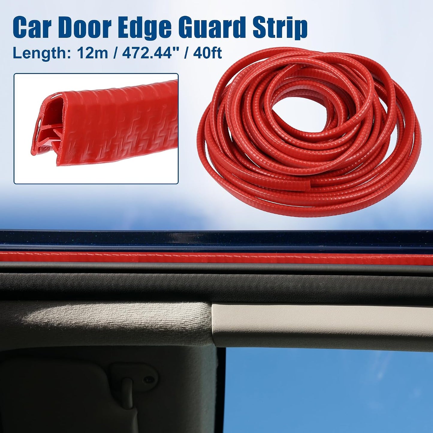 Protector borde goma U 40ft puerta coche camión ATV barco rojo