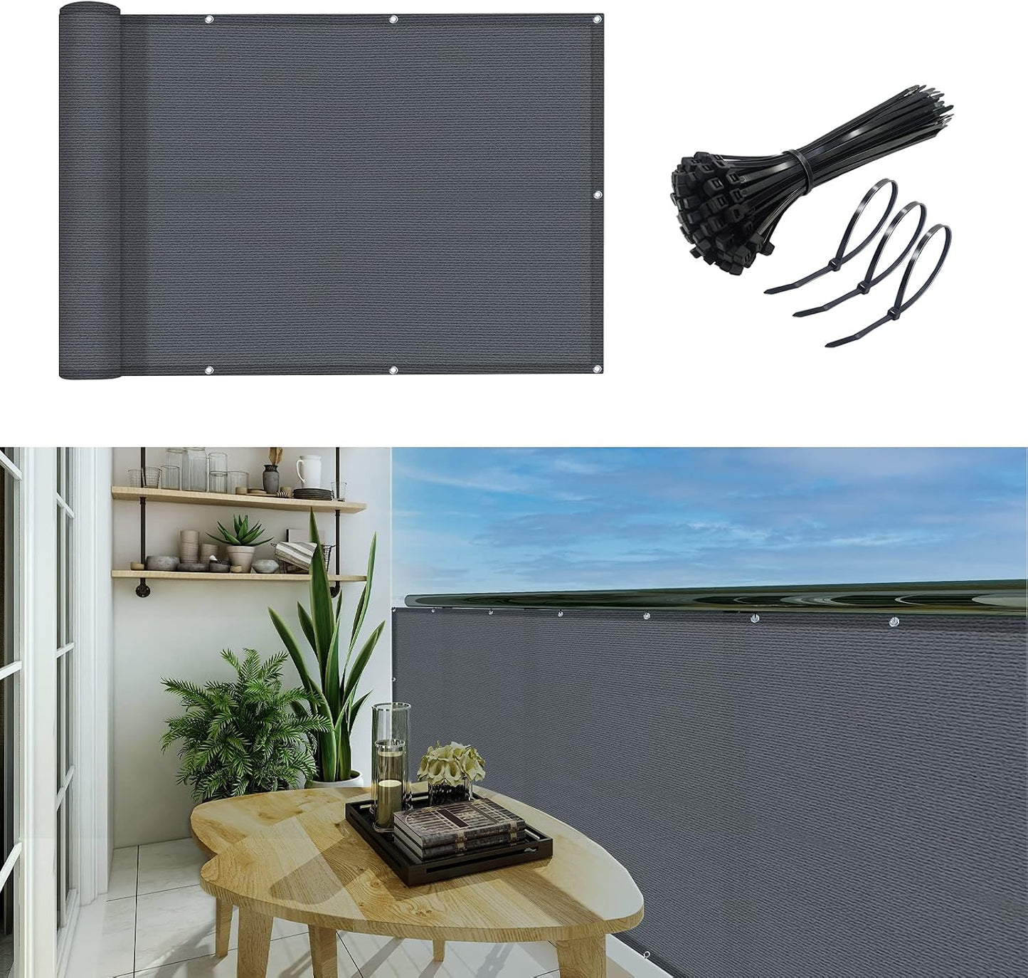 Cubierta valla privacidad 3x20ft patio trasero gris oscuro