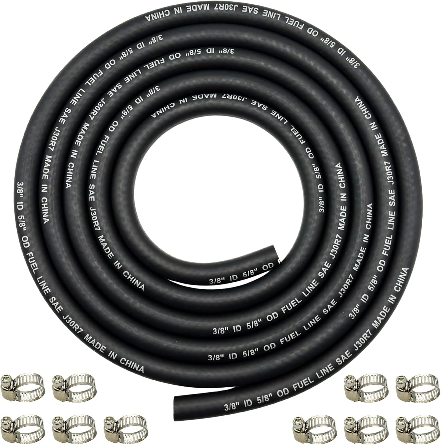 Manguera combustible trenzada 3/8pulg 8ft 10 abrazaderas