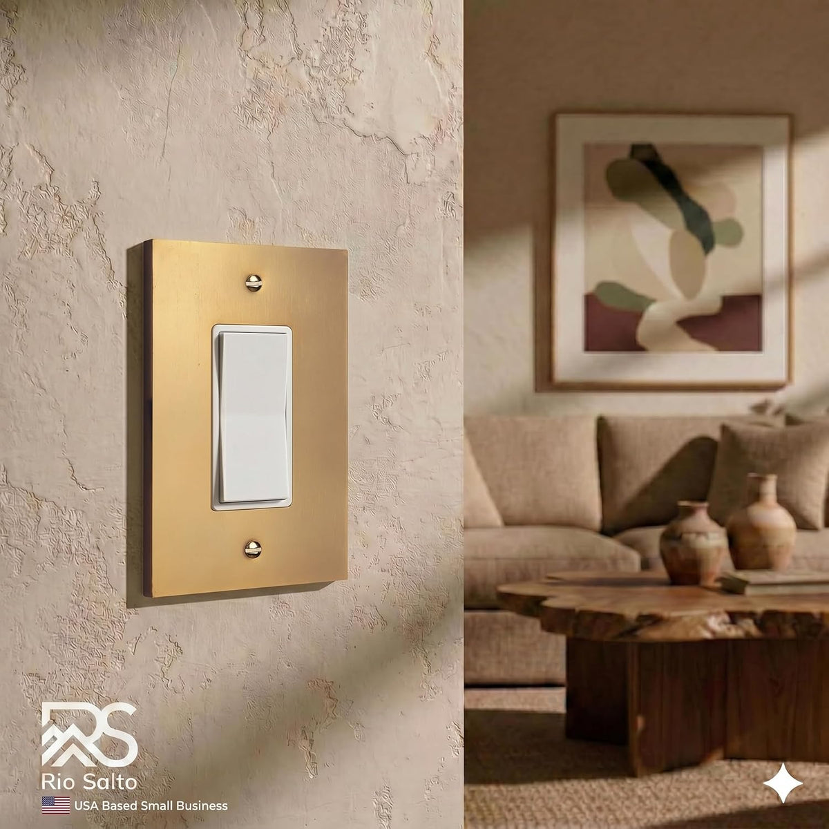 Cubierta interruptor luz latón cepillado placa pared 5x3.13pulg