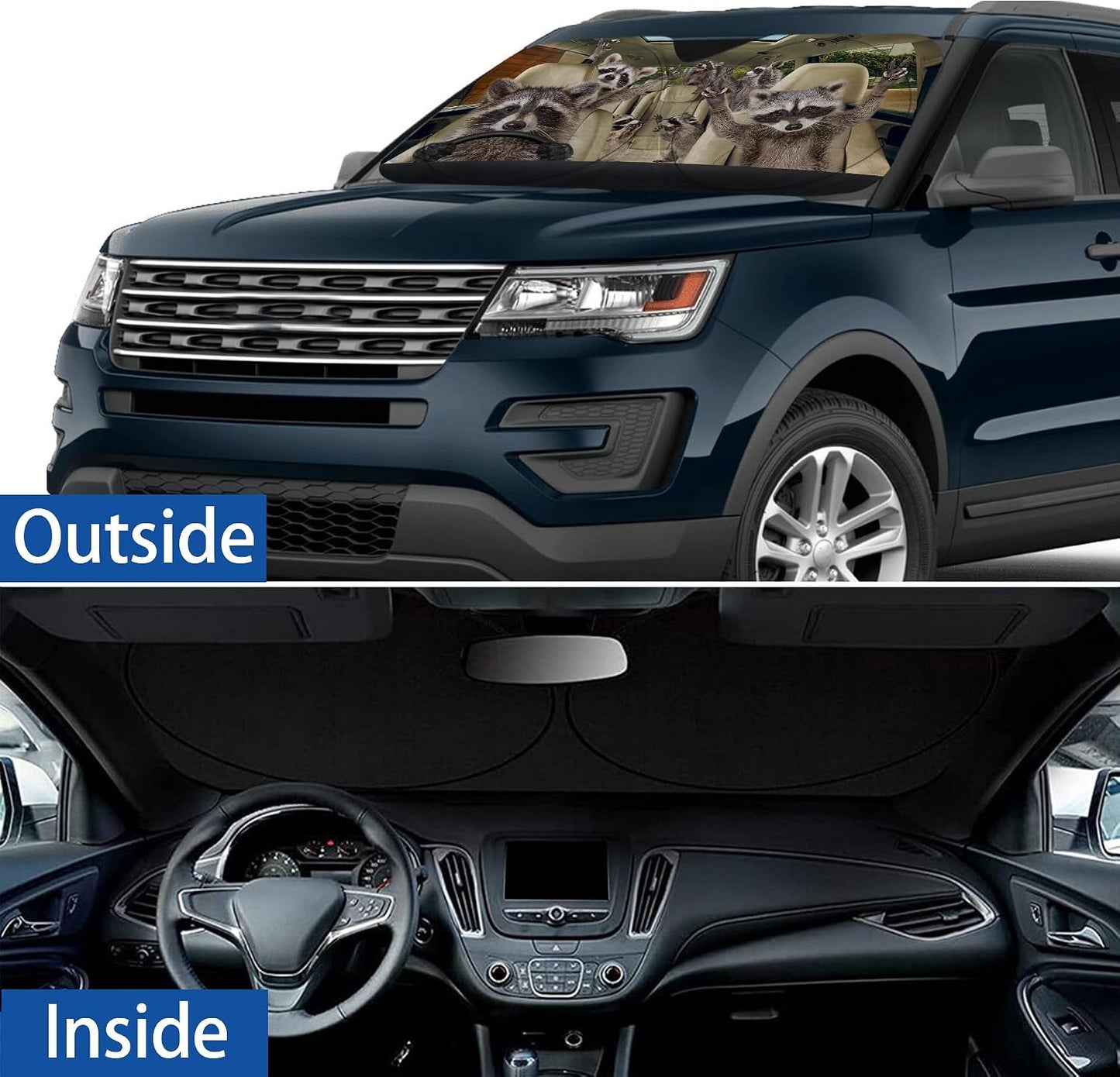 Parasol mapache para parabrisas SUV plegable UV