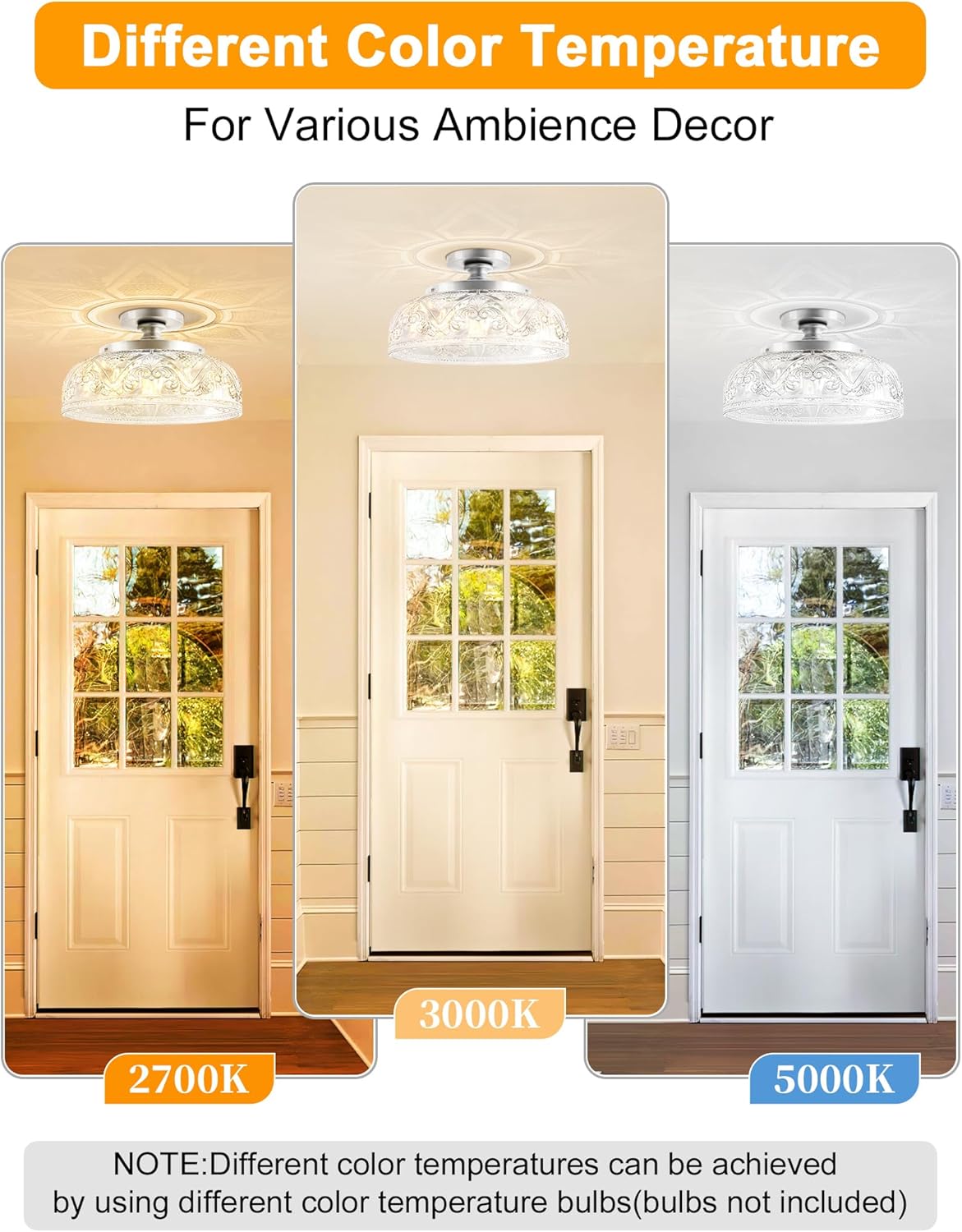 Lámpara techo estilo granja 3 luces vidrio comedor
