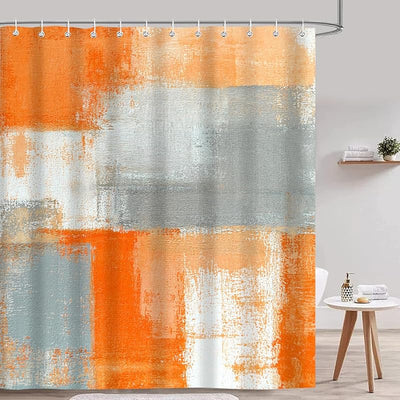 Cortina ducha color naranja gris abstracta moderna impermeable
