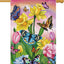 Bandera jardín 28x40pulg doble cara arpillera flores
