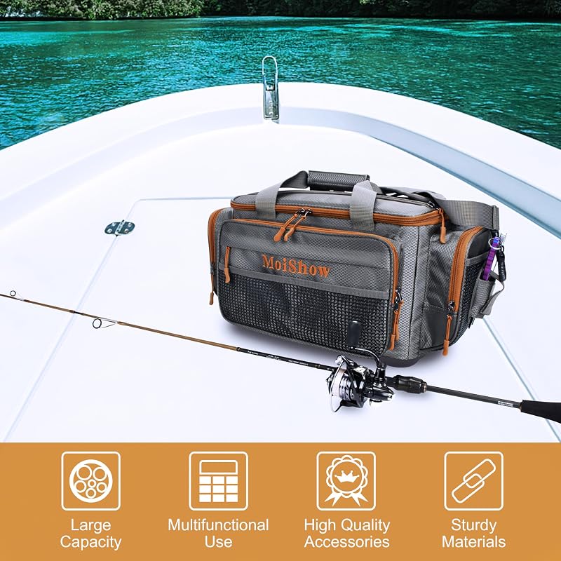 Bolsa aparejos pesca agua salada y dulce correa hombro gris
