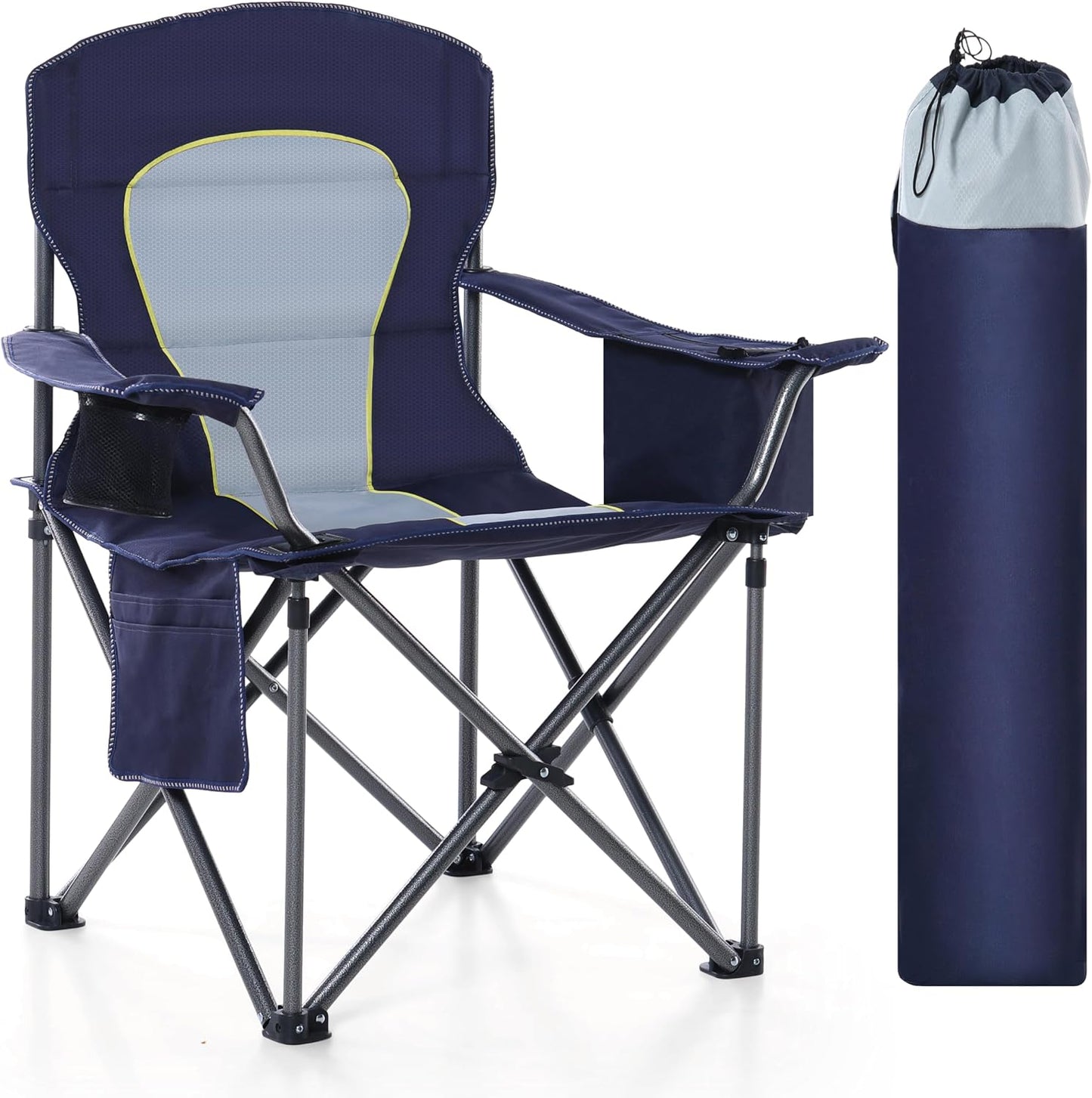 Silla plegable gran tamaño campamento con portavasos