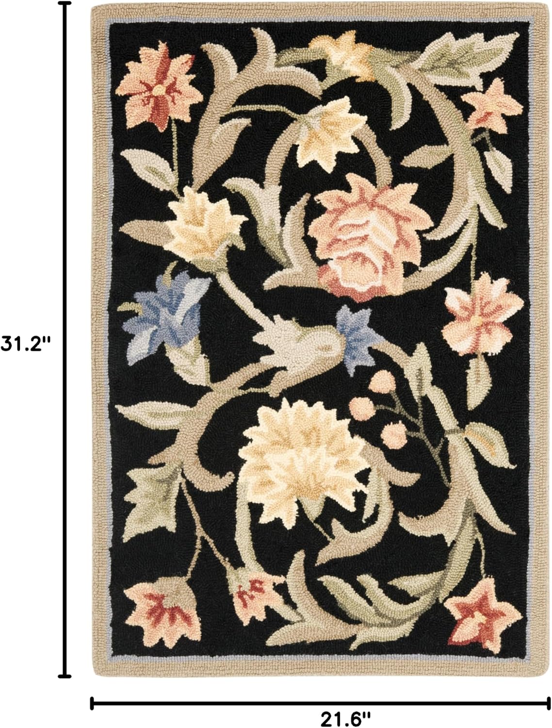 Alfombra lana francesa 1'8x2'6 estilo campestre