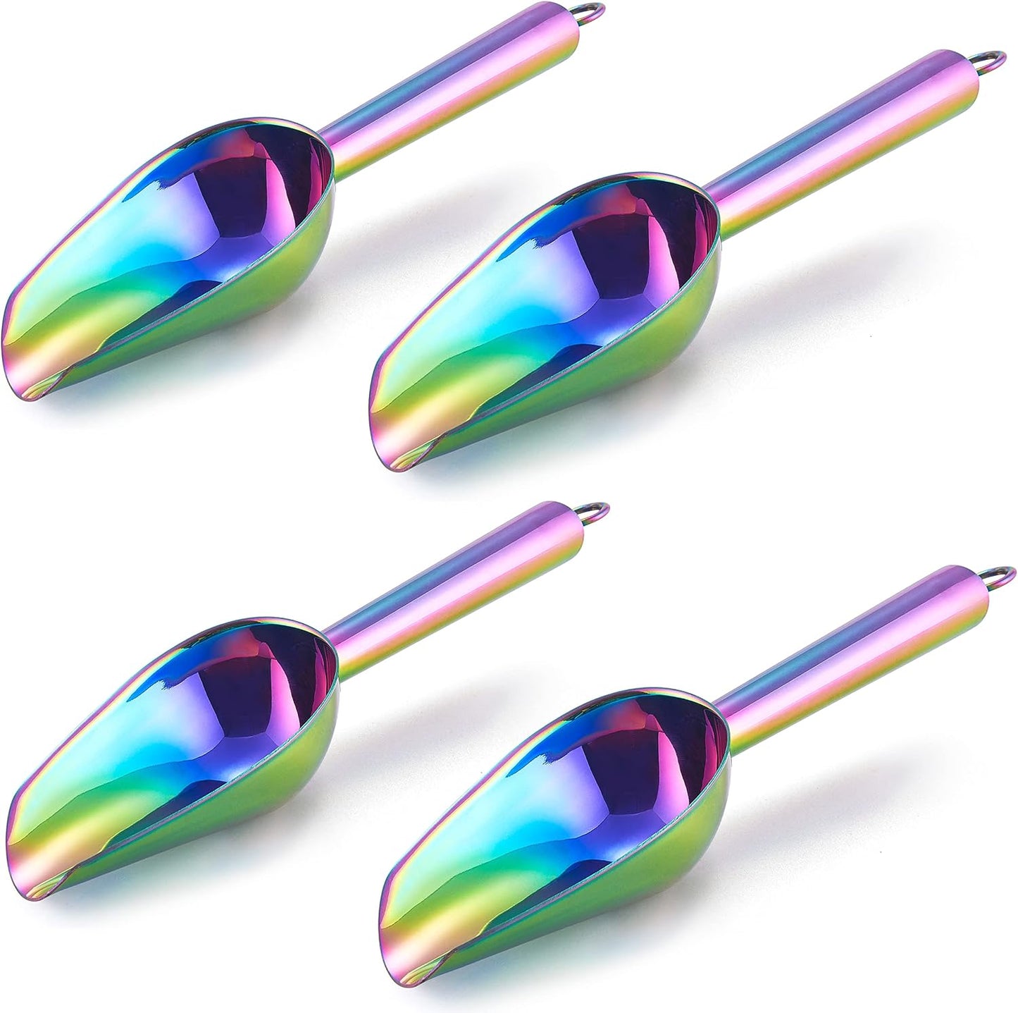 Set 4 cucharas hielo acero inox arcoíris 3oz para fiestas