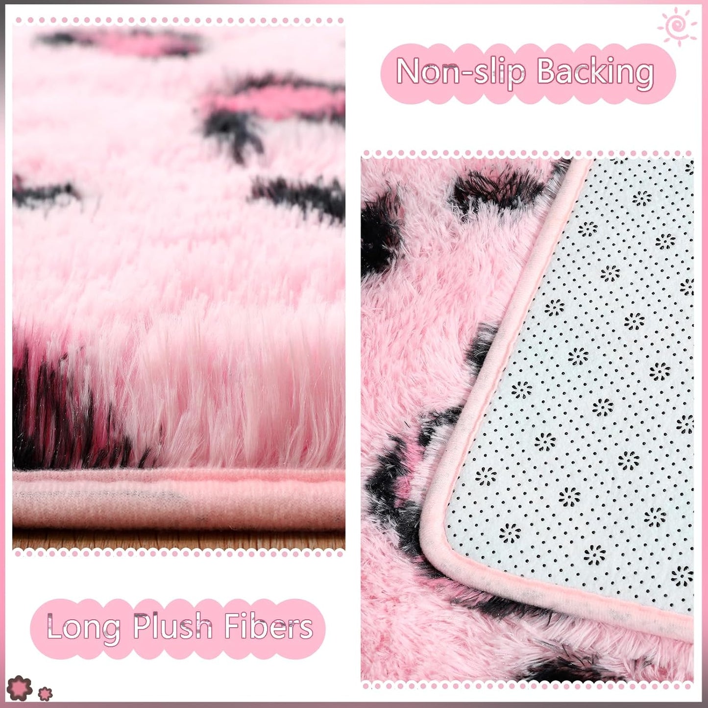Alfombra antiderrap estampado leopardo rosa dormitorio niña