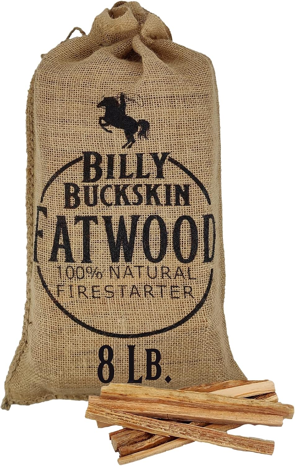 Bolsa arpillera 8lb palos fuego fatwood en bolsa yute