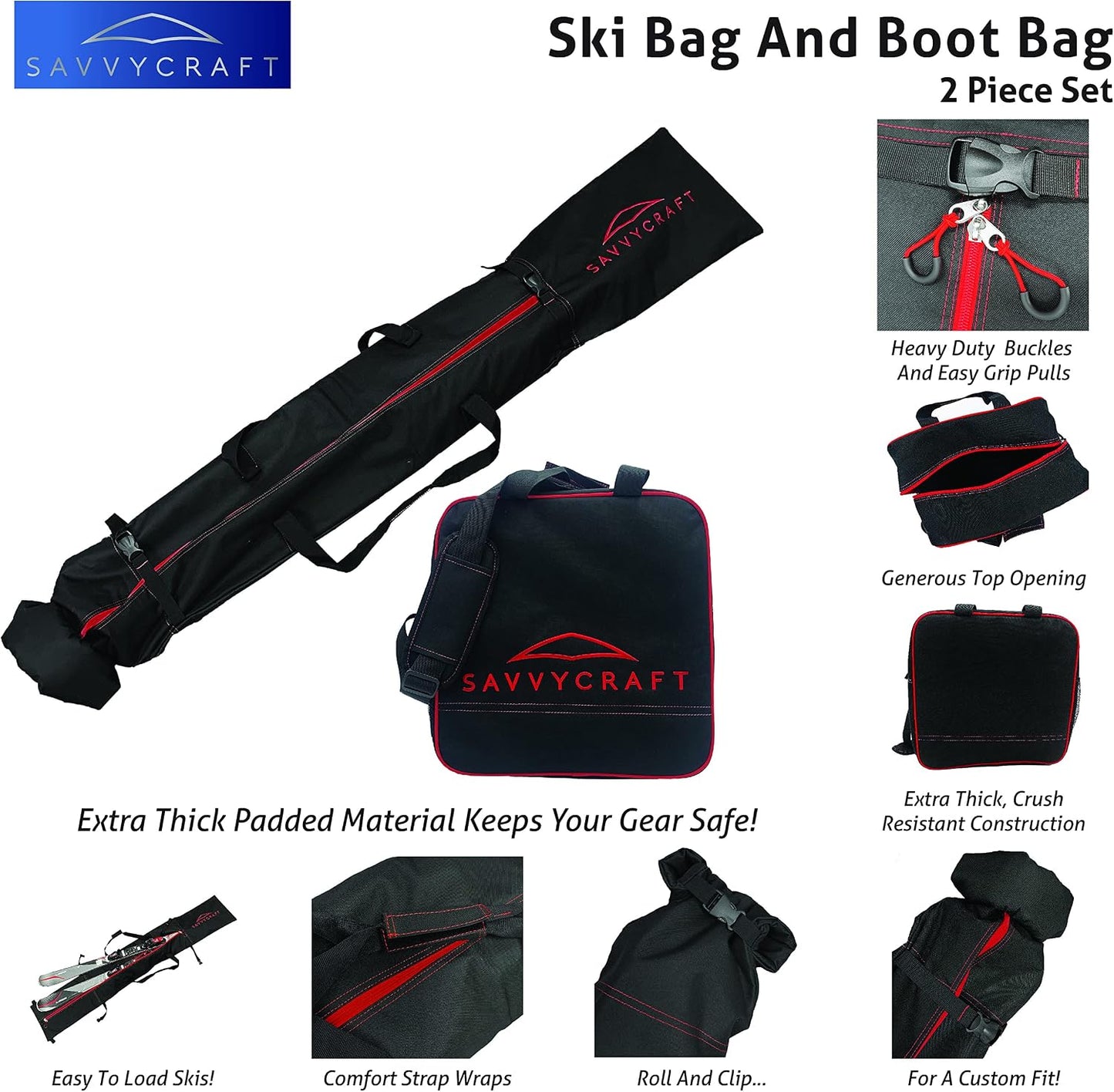 Bolsa esquí acolchada y para botas set 2 pzas protección