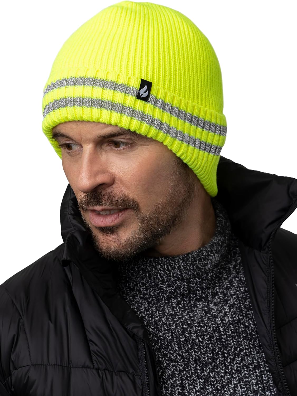 Gorro térmico con orejeras rayas reflectantes hombre