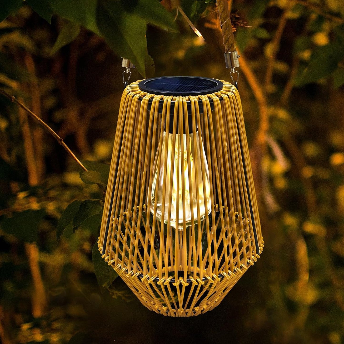 Farol solar tejido bohemio para jardín y exterior 1 pack