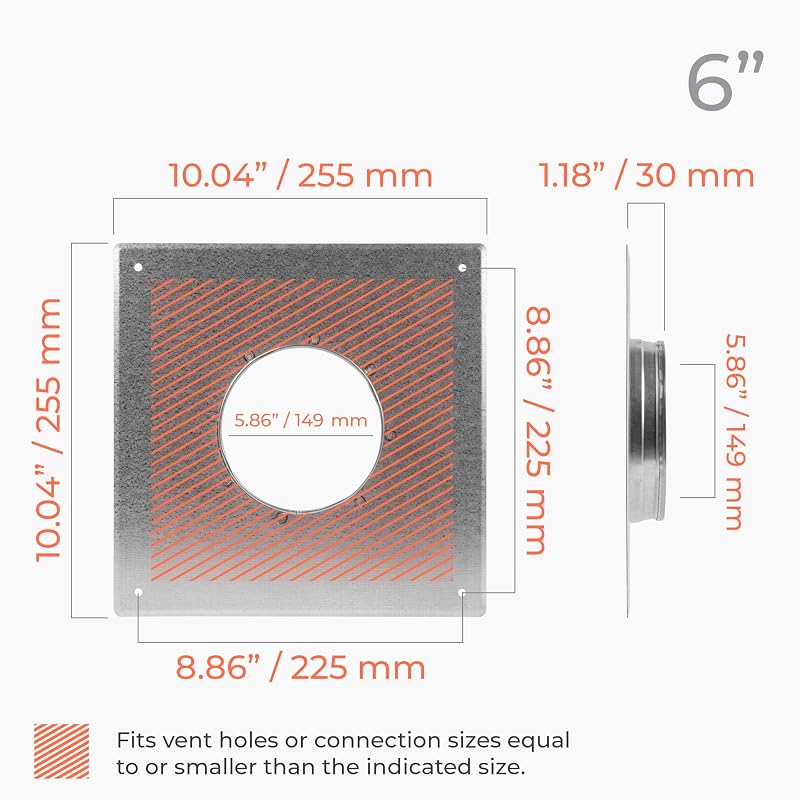 Brida conducto 6" acero galvanizado para HVAC ventilación