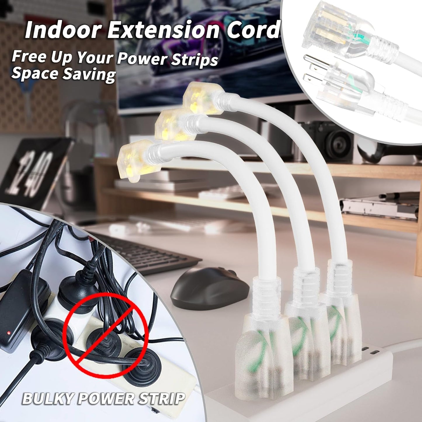 Cable extensión 9ft 16/3 exterior resistente agua frío -40°F