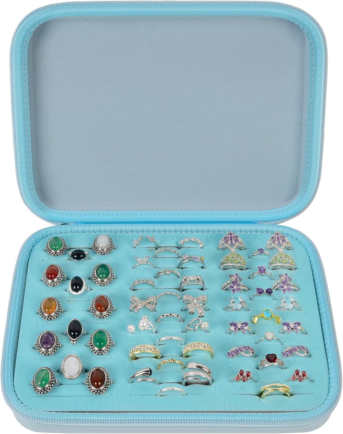 Estuche anillos 42 ranuras con soporte vitrina 50 anillos