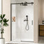 Puerta ducha corrediza 44-48pulg x76pulg vidrio templado negro mate