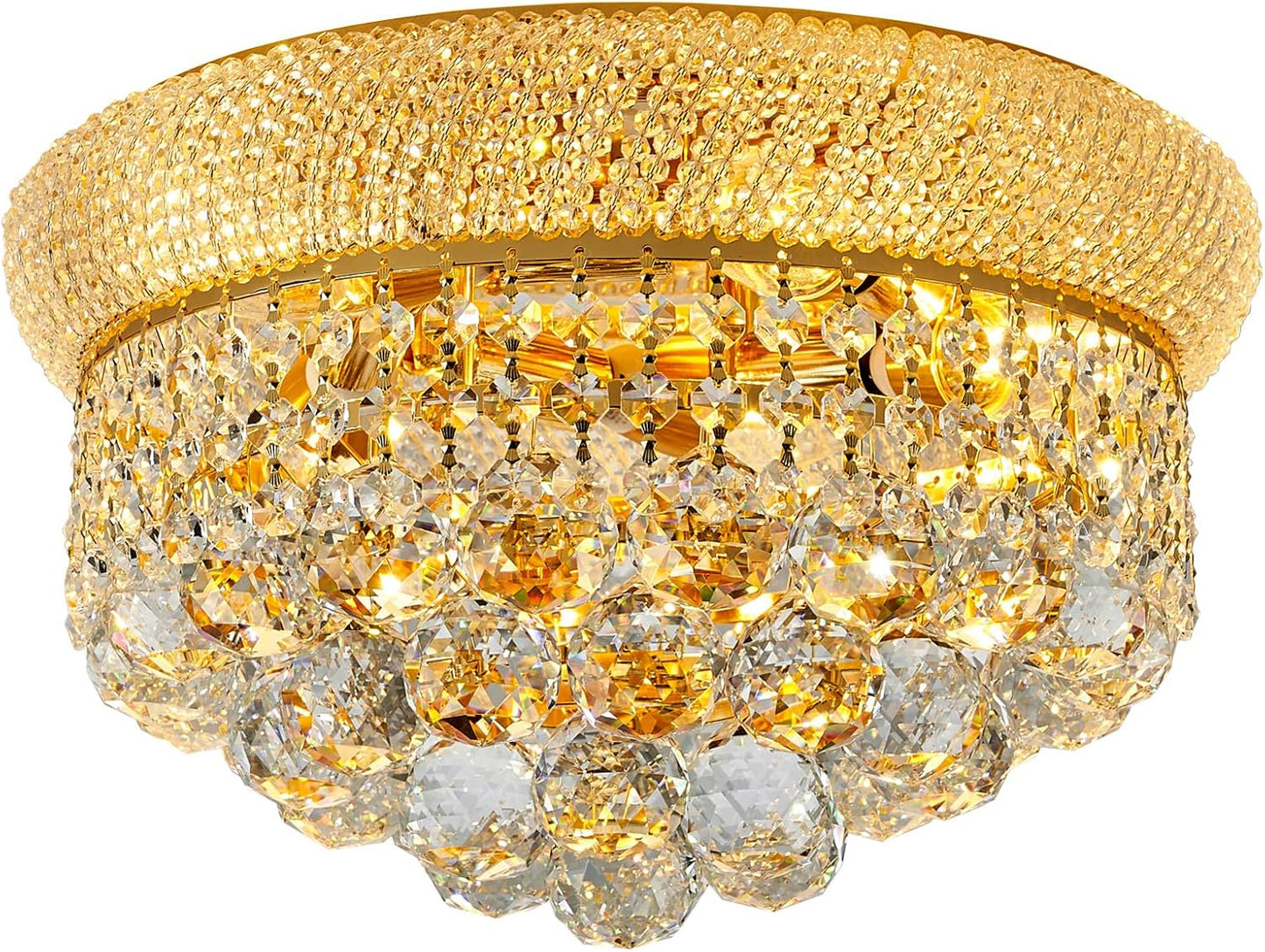 Lámpara de Araña Cristal Empotrada 5 Luces Oro D14