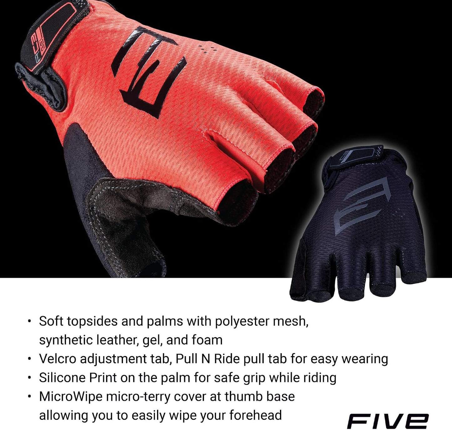 Guantes ciclismo gel unisex sin dedos negro azul rojo 2XS-3XL