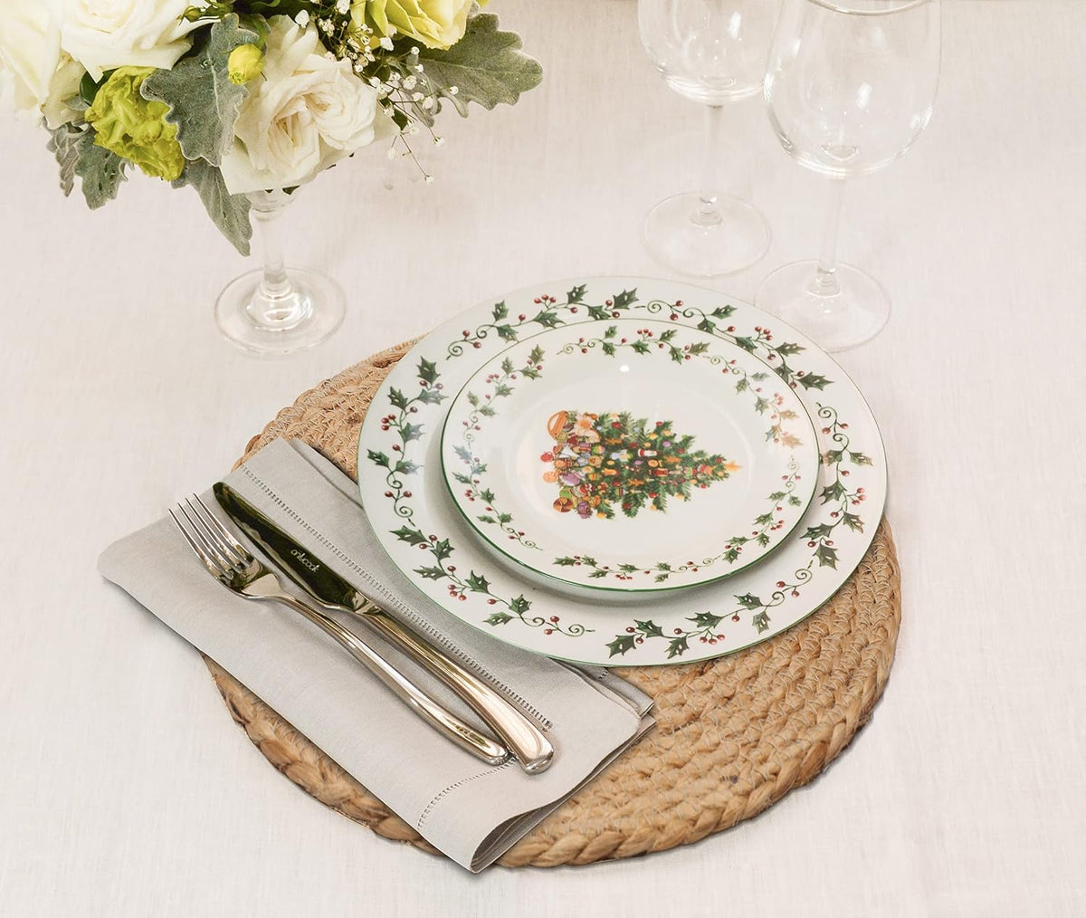 Set 4 manteles yute redondo 13pulg decorativo
