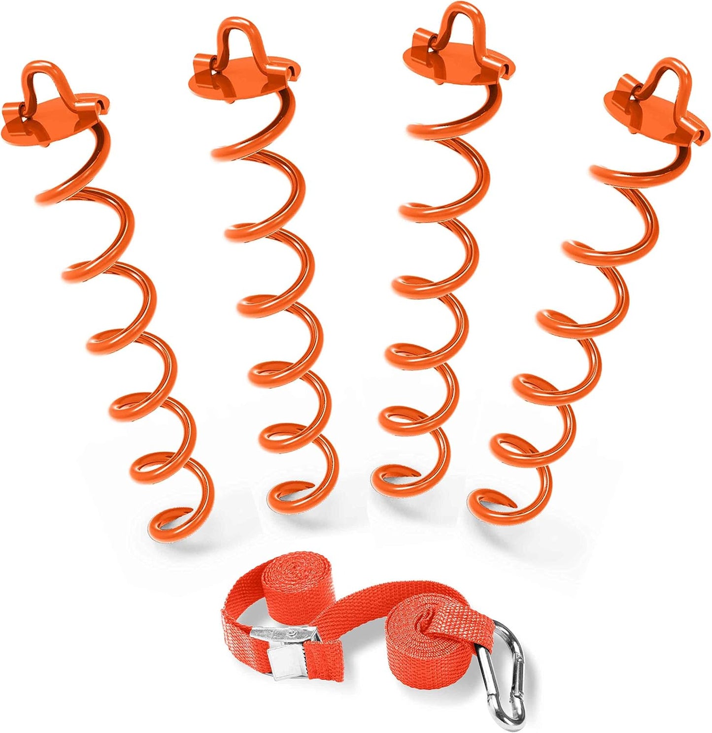 Anclaje suelo espiral 10" correas naranja para tienda