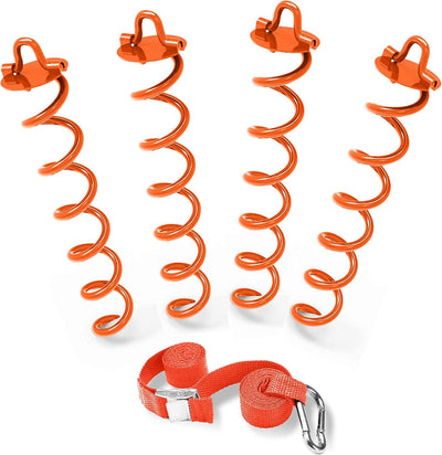 Anclaje suelo espiral 10" correas naranja para tienda