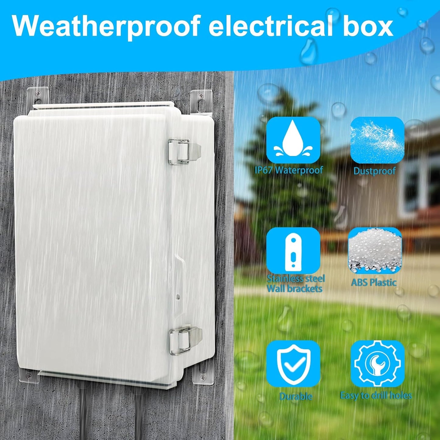 Caja eléctrica IP67 acero inox cubierta gris 11.8x7.9x5.1pulg