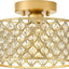 Lámpara techo cristal dorado candelabro redondo pequeño