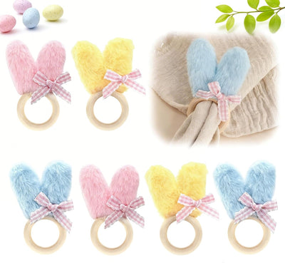 6 Pzas Servilleteros Madera Conejo Pascua Coloridos