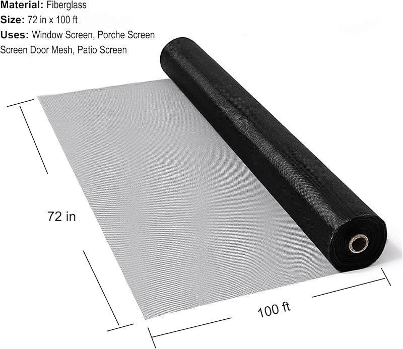 Malla fibra vidrio 72" x 100 ft ventanas patios