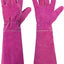 Guantes jardinería mujer cuero al codo rosa talla L