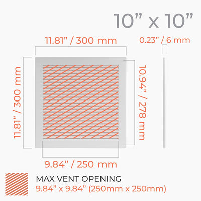 Cubierta ventilación cuadrada plástico blanco malla 12x12pulg