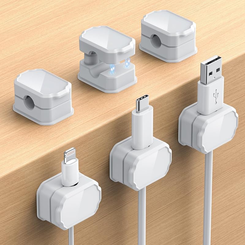 6 Pzas Clips Elásticos Organizador Cables Escritorio