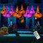 8 Sombreros Bruja Iluminados 16" Cadena Luces Halloween