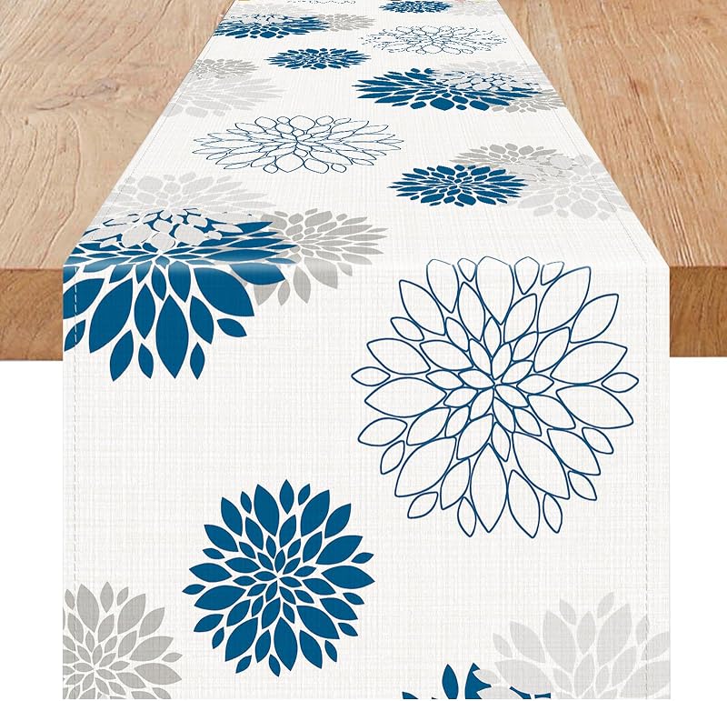 Camino mesa azul gris 13x72pulg decoración Diwali