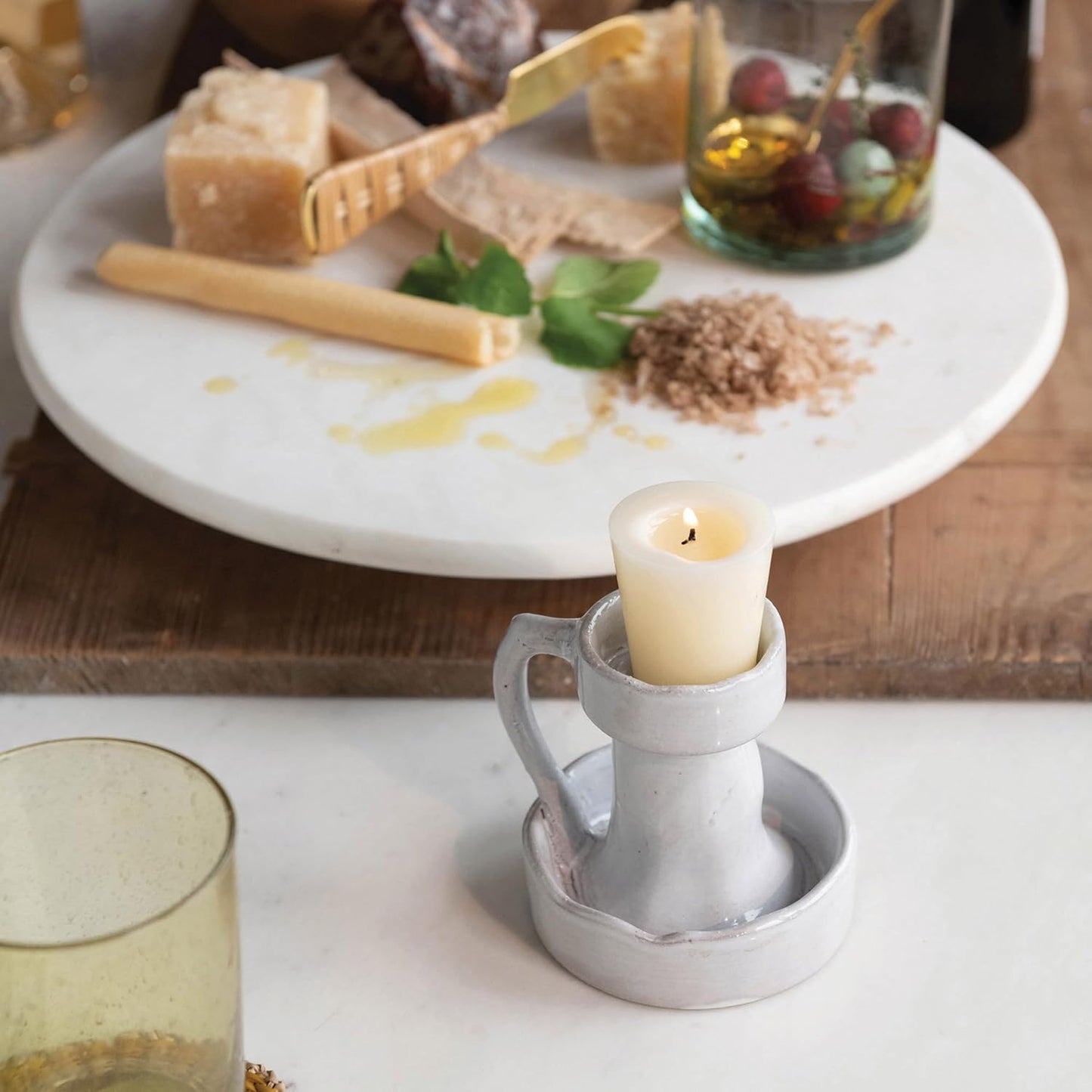 Mesa Giratoria de Mármol Blanco para Cocina y Comedor