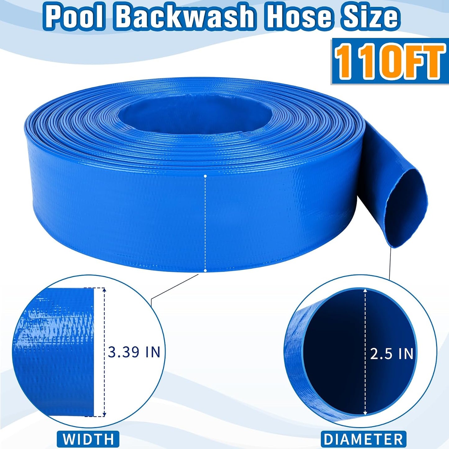 Manguera piscina 2.5pulg x 110ft doble PVC resistente