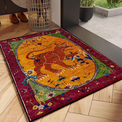 Alfombra vintage 2x3ft flores orientales antideslizante