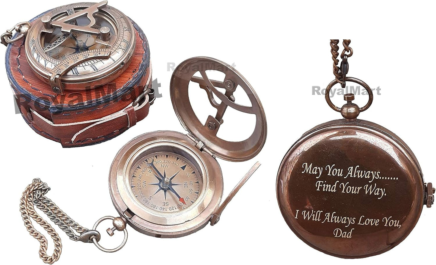 Brújula vintage de latón mecanismo abierto steampunk
