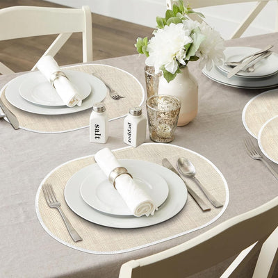 4 Manteles Beige 12x18pulg Lavables Resistentes Calor