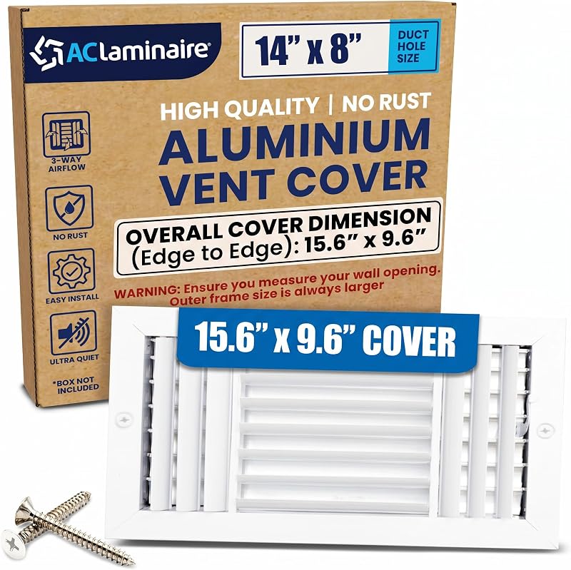 Cubierta ventilación HVAC 14x8" aluminio silencioso