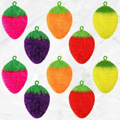 10 Pzas Esponjas Fresa Coloridas Multiusos para Fregador