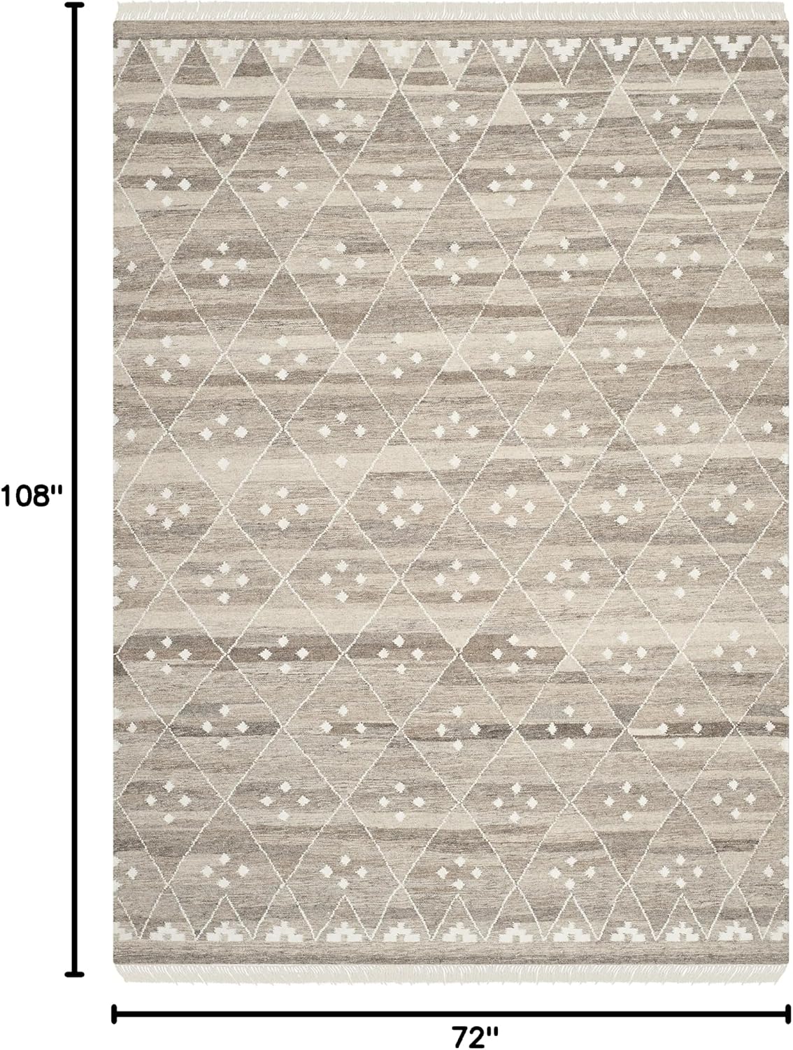 Alfombra Kilim 6x9ft Natural y Marfil Hecha a Mano