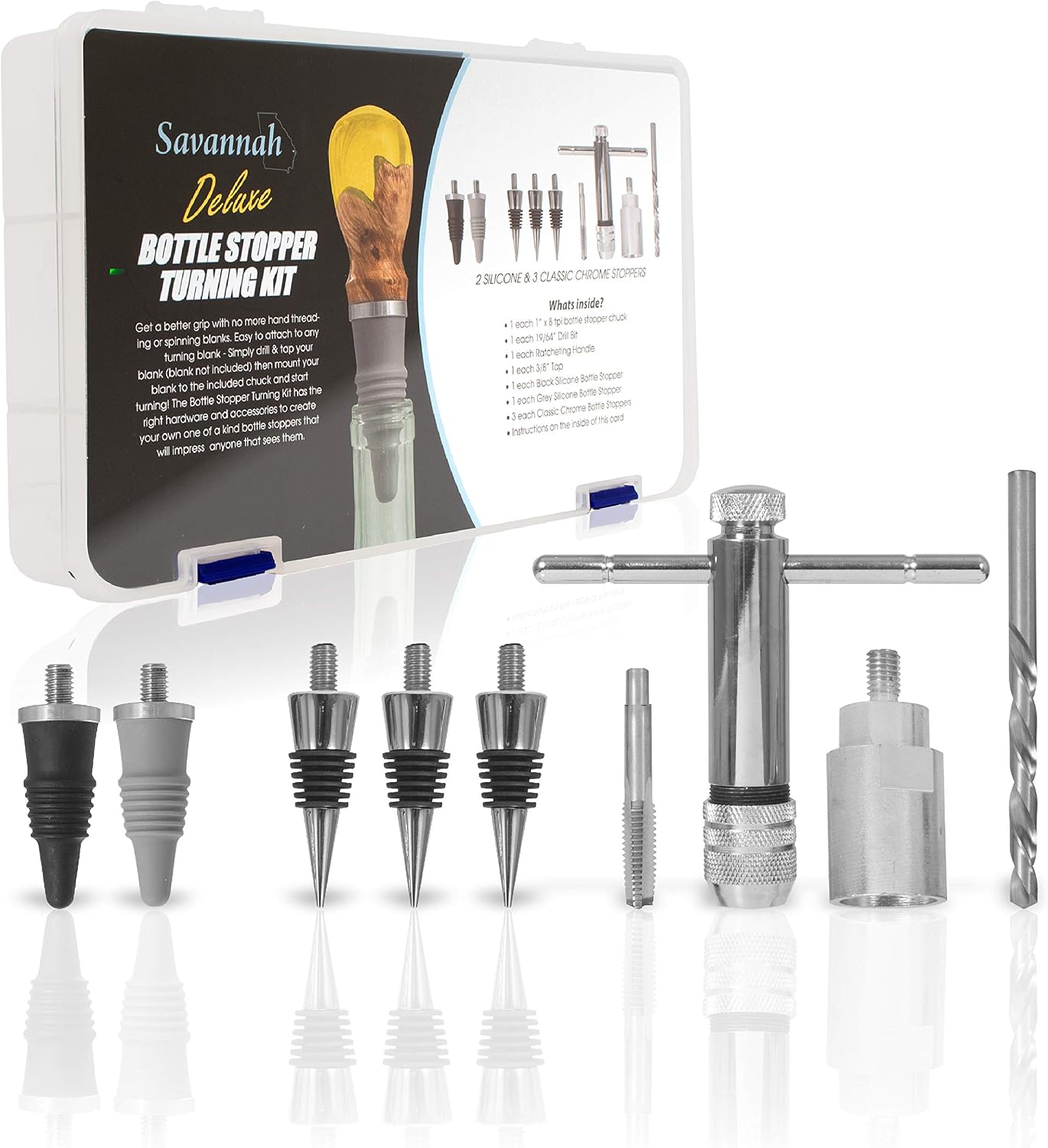 Kit tapón botella clásico 3 cromo 1 silicona negra 1 gris 19/64