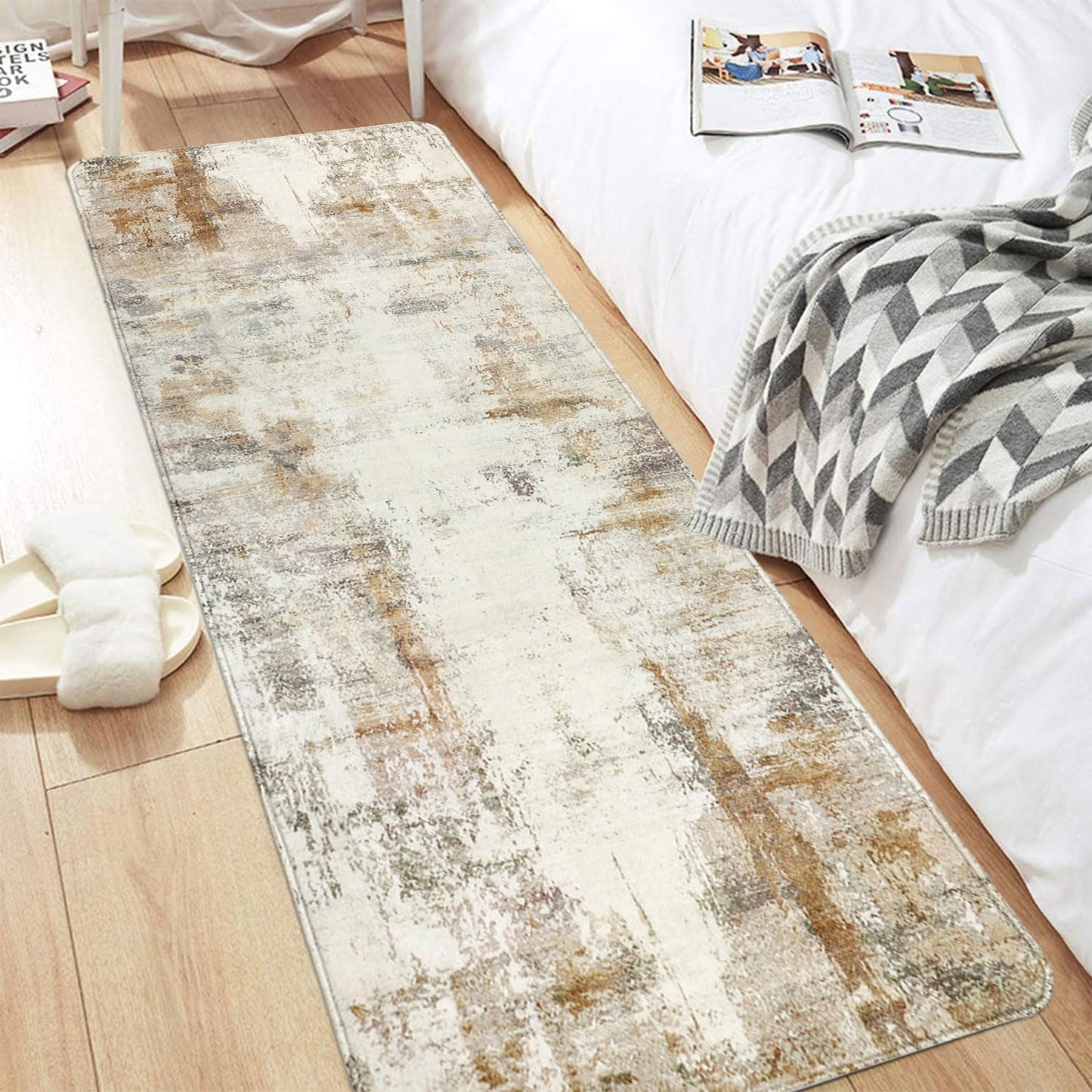 Alfombra pasillo 2x6 antiderrap lana sintética beige