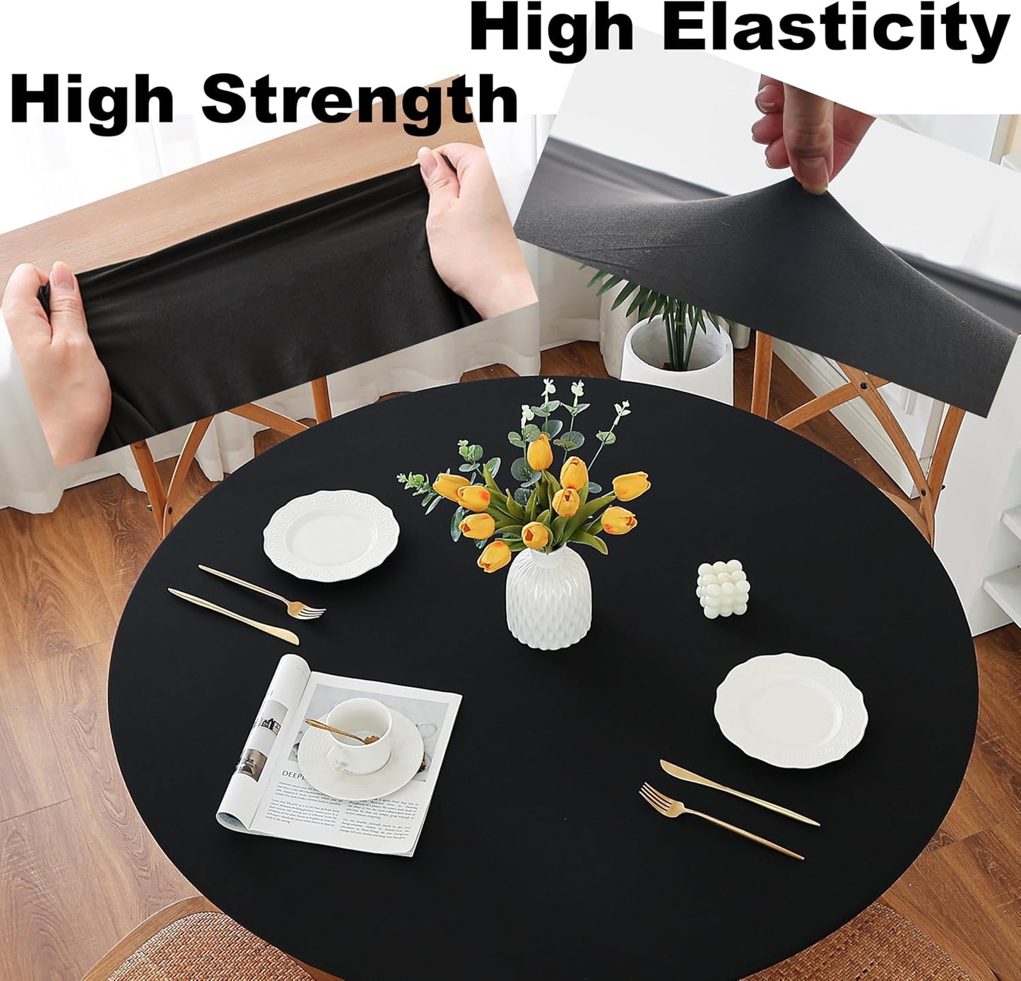 Funda mesa redonda elastano tela transpirable suave